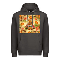 Smoke Fall Pumpkins and Gnome with Leopard Premium Hoodie - texasbilliewilder