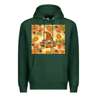 Sports Green Fall Pumpkins and Gnome with Leopard Premium Hoodie - texasbilliewilder