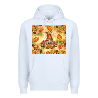 White Fall Pumpkins and Gnome with Leopard Premium Hoodie - texasbilliewilder