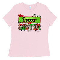 Bubblegum Pink soccer sister with leopard Ladies Tee - Zillion Design Studio