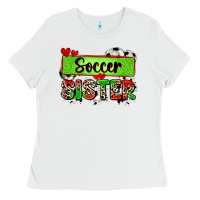 White soccer sister with leopard Ladies Tee - Zillion Design Studio