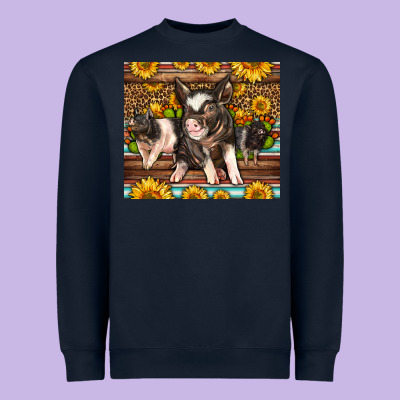 Western Cute Hampshire Pigs Heavyweight Sweatshirt Designed By Lillyallendesigns