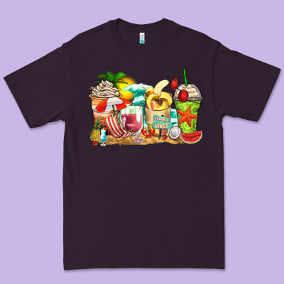 Summer Vibes Coffee Cups Premium Tee Designed By Zillion Design Studio