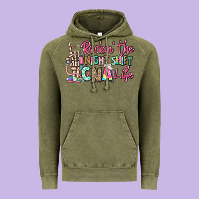 Rockin The Night Shift Cna Life Vintage Hoodie Designed By Ranaportraitstore