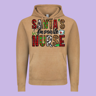 Santa's Favorite Nurse Vintage Hoodie Designed By Jasminsmagicworld