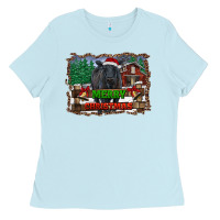 Baby Blue merry christmas black angus cattle and farm Ladies Tee - RanaPortraitStore