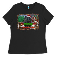 Black merry christmas black angus cattle and farm Ladies Tee - RanaPortraitStore