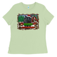 Matcha merry christmas black angus cattle and farm Ladies Tee - RanaPortraitStore