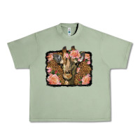 Oil Green Western Floral Giraffe Urban Heavy Tee - LillyAllenDesigns