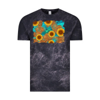 Cloud Black sunflower turquoise and  leather background Vintage Tee - Artiststas