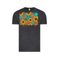 Vintage Black sunflower turquoise and  leather background Vintage Tee - Artiststas