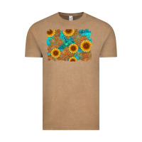 Vintage Coffee sunflower turquoise and  leather background Vintage Tee - Artiststas