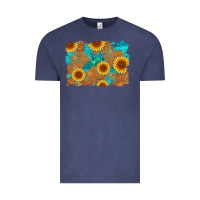 Vintage Denim sunflower turquoise and  leather background Vintage Tee - Artiststas