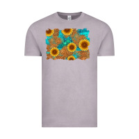 Vintage Zinc sunflower turquoise and  leather background Vintage Tee - Artiststas