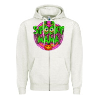 Oatmeal Heather Spooky Mama Zipper Hoodie - BundleAndBundleShop