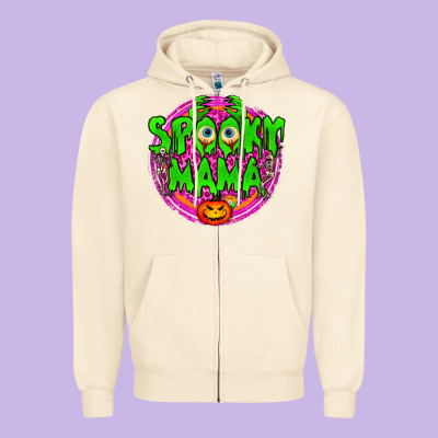 Spooky Mama Zipper Hoodie Designed By Bundleandbundleshop