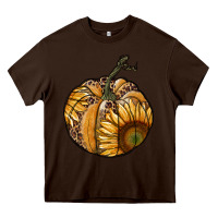 Chocolate Brown sunflower pumpkin Heavy Core Tee - RanaPortraitStore