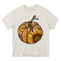 Cream sunflower pumpkin Heavy Core Tee - RanaPortraitStore