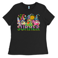 Black hello summer gnome Ladies Tee - texasbilliewilder