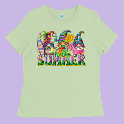 Hello Summer Gnome Ladies Tee Designed By Texasbilliewilder