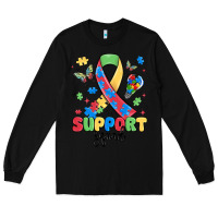 Black support squad autism Long Sleeve Tee - MaliasSmallBusiness