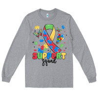 Heather Grey support squad autism Long Sleeve Tee - MaliasSmallBusiness