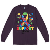 Plum support squad autism Long Sleeve Tee - MaliasSmallBusiness