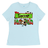 Baby Blue soccer nana with leopard Ladies Tee - Zillion Design Studio