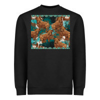 Black turquoises gemstones cowhide highlands cow Heavyweight Sweatshirt - BarkalooDesign