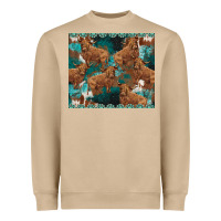 Mushroom turquoises gemstones cowhide highlands cow Heavyweight Sweatshirt - BarkalooDesign