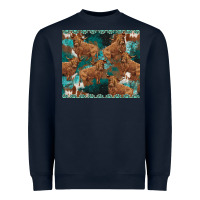 Navy turquoises gemstones cowhide highlands cow Heavyweight Sweatshirt - BarkalooDesign