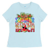 Baby Blue hello summer lets go to the beach Ladies Tee - texasbilliewilder