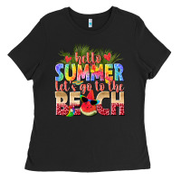 Black hello summer lets go to the beach Ladies Tee - texasbilliewilder