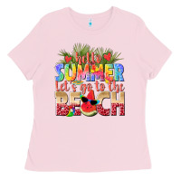 Bubblegum Pink hello summer lets go to the beach Ladies Tee - texasbilliewilder