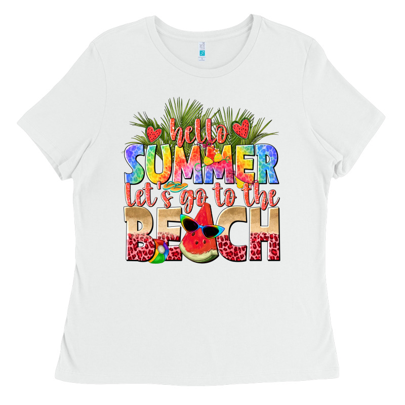 Hello Summer Lets Go To The Beach Ladies Tee by texasbilliewilder | Teevron