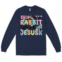 Navy silly rabbit easter is for jesus Long Sleeve Tee - MaliasSmallBusiness