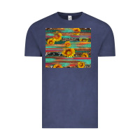 Vintage Denim sunflower serape wood and cowhide Vintage Tee - Artiststas