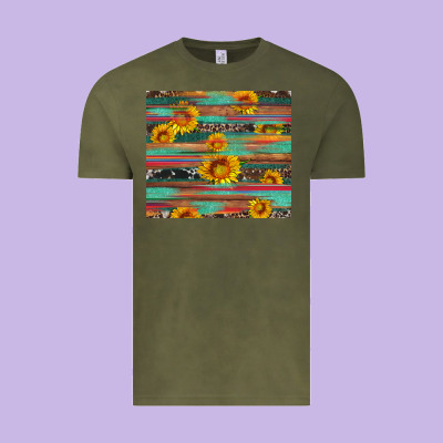 Sunflower Serape Wood And Cowhide Vintage Tee Designed By Artiststas