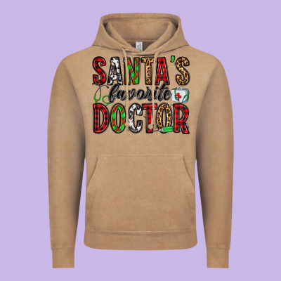 Santa's Favorite Doctor Vintage Hoodie Designed By Jasminsmagicworld