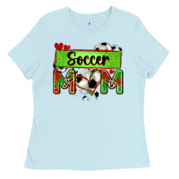 Baby Blue soccer mom with leopard Ladies Tee - Zillion Design Studio