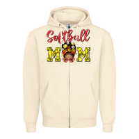 Sandshell Softball Mom And Afro Messy Bun Mom Zipper Hoodie - BundleAndBundleShop