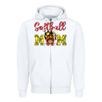 Softball Mom And Afro Messy Bun Mom Zipper Hoodie | Teevron