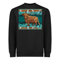 Black turquoises gemstones cowhide highland cow Heavyweight Sweatshirt - BarkalooDesign