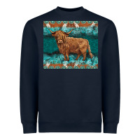 Navy turquoises gemstones cowhide highland cow Heavyweight Sweatshirt - BarkalooDesign
