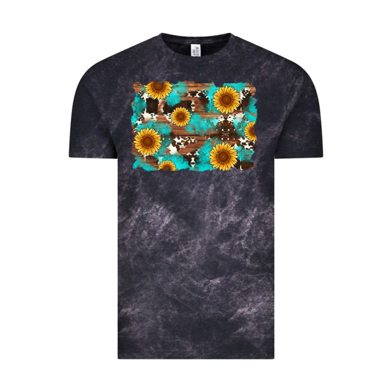 Sunflower And Cowhides With Wood And Turquoise Background Vintage Tee by Artiststas | Teevron