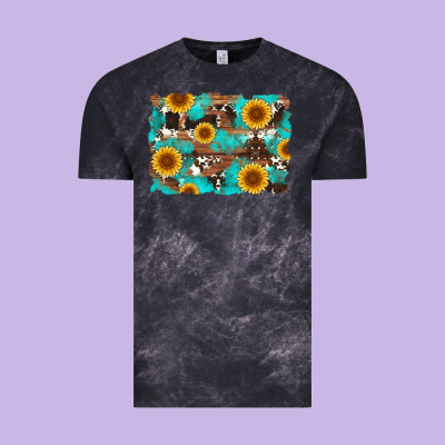 Sunflower And Cowhides With Wood And Turquoise Background Vintage Tee Designed By Artiststas