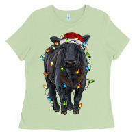 Matcha christmas black angus cattle with lights Ladies Tee - RanaPortraitStore