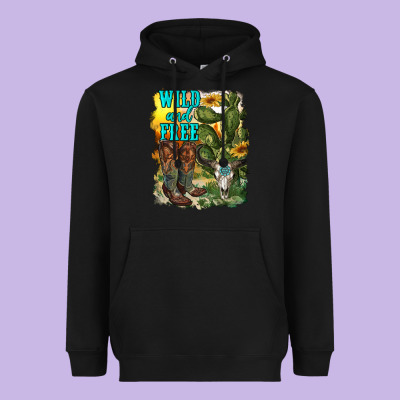 Wild And Free Cowgirl Boots Heavyweight Hoodie Designed By Ranaportraitstore