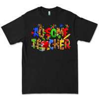 Black ausome autism teacher Premium Tee - Zillion Design Studio