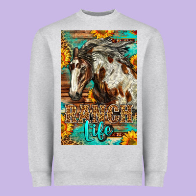 Western Ranch Life Mustang Horse Heavyweight Sweatshirt Designed By Lillyallendesigns